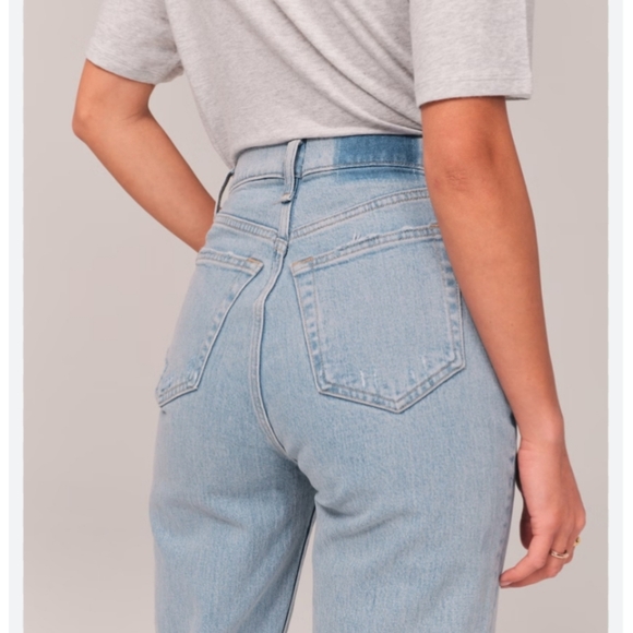 Abercrombie And Fitch The Dad High Rise Straight Leg Jeans Asymmetric Size 27/4 - Picture 2 of 7